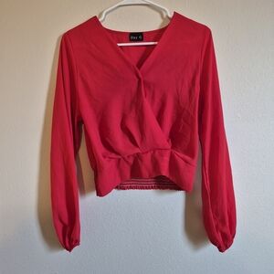 Women's Vibrant Red Wrap Blouse